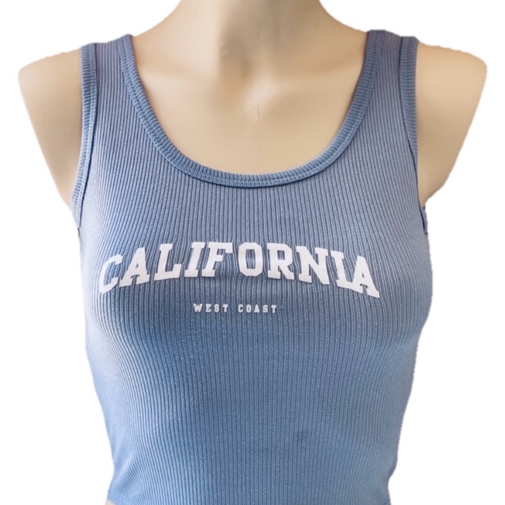Obsessive Love CALIFORNIA WEST COAST Cropped Ribbed TANK TOP Size Medium
